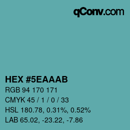 Color code: HEX #5EAAAB | qconv.com