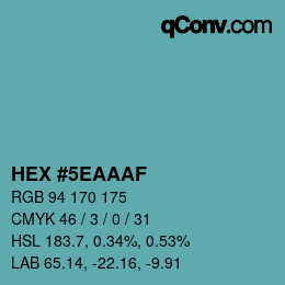 Color code: HEX #5EAAAF | qconv.com