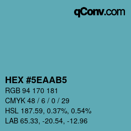 Farbcode: HEX #5EAAB5 | qconv.com