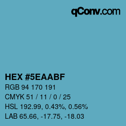 Color code: HEX #5EAABF | qconv.com