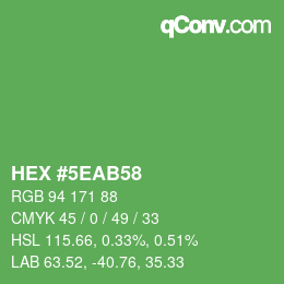 Farbcode: HEX #5EAB58 | qconv.com