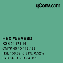 Color code: HEX #5EAB8D | qconv.com