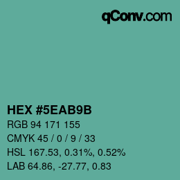 Color code: HEX #5EAB9B | qconv.com