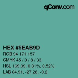 Code couleur: HEX #5EAB9D | qconv.com