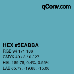 Color code: HEX #5EABBA | qconv.com
