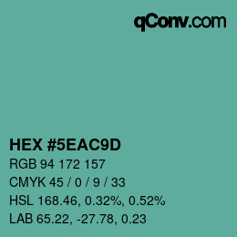 Color code: HEX #5EAC9D | qconv.com