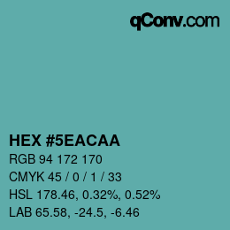 Color code: HEX #5EACAA | qconv.com