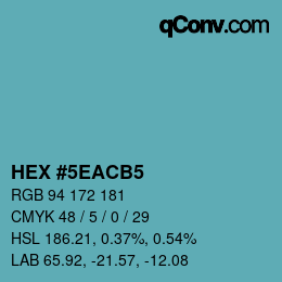 Farbcode: HEX #5EACB5 | qconv.com
