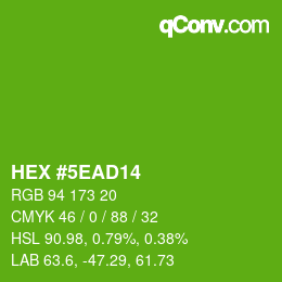 カラーコード: HEX #5EAD14 | qconv.com