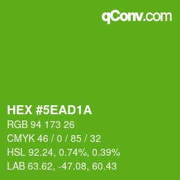颜色代码: HEX #5EAD1A | qconv.com