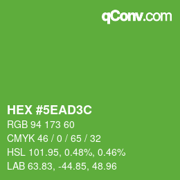 Code couleur: HEX #5EAD3C | qconv.com