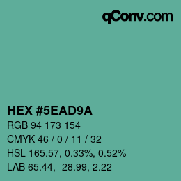 カラーコード: HEX #5EAD9A | qconv.com
