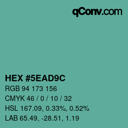 Color code: HEX #5EAD9C | qconv.com