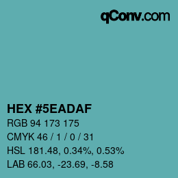 Code couleur: HEX #5EADAF | qconv.com