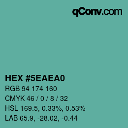 カラーコード: HEX #5EAEA0 | qconv.com