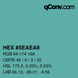Code couleur: HEX #5EAEA8 | qconv.com