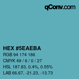 Color code: HEX #5EAEBA | qconv.com