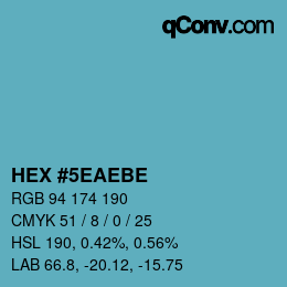 Color code: HEX #5EAEBE | qconv.com