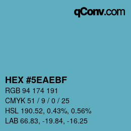 Color code: HEX #5EAEBF | qconv.com