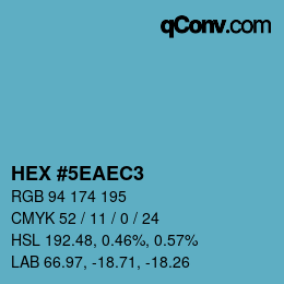 カラーコード: HEX #5EAEC3 | qconv.com