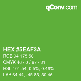 カラーコード: HEX #5EAF3A | qconv.com