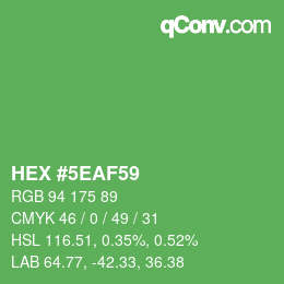 カラーコード: HEX #5EAF59 | qconv.com