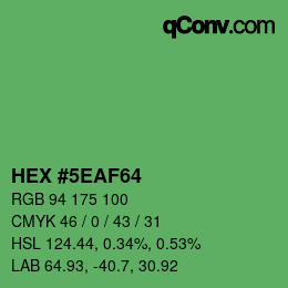 カラーコード: HEX #5EAF64 | qconv.com