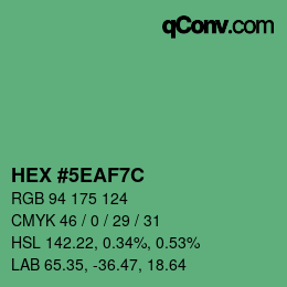 カラーコード: HEX #5EAF7C | qconv.com