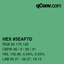 カラーコード: HEX #5EAF7D | qconv.com