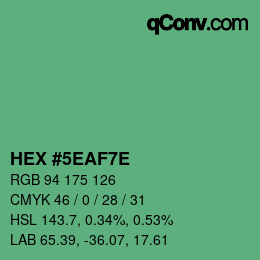 カラーコード: HEX #5EAF7E | qconv.com
