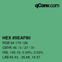 カラーコード: HEX #5EAF80 | qconv.com