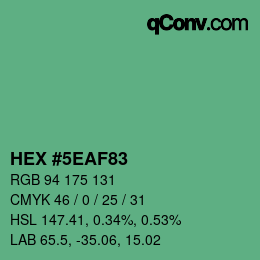 Color code: HEX #5EAF83 | qconv.com