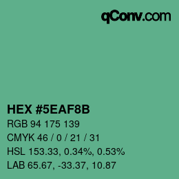 カラーコード: HEX #5EAF8B | qconv.com