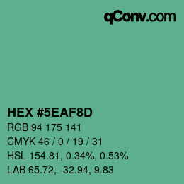 カラーコード: HEX #5EAF8D | qconv.com