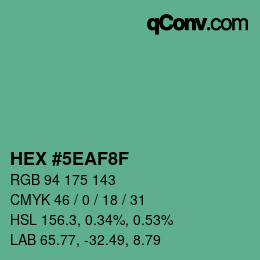 Farbcode: HEX #5EAF8F | qconv.com