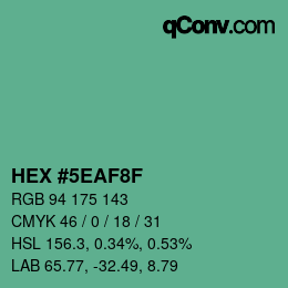 Color code: HEX #5EAF8F | qconv.com