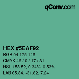Farbcode: HEX #5EAF92 | qconv.com