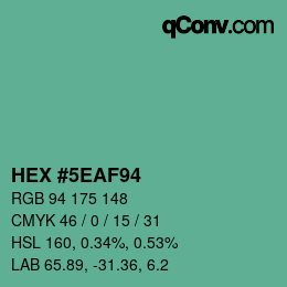 Color code: HEX #5EAF94 | qconv.com