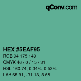 カラーコード: HEX #5EAF95 | qconv.com