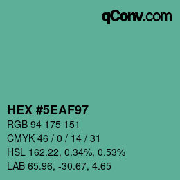 Color code: HEX #5EAF97 | qconv.com