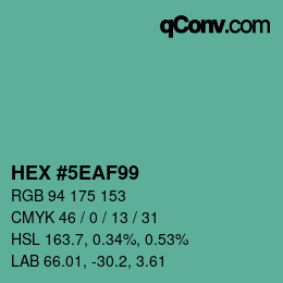 Color code: HEX #5EAF99 | qconv.com