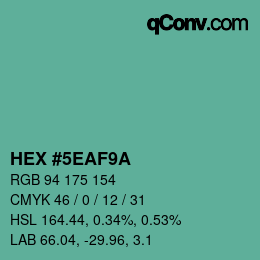 Farbcode: HEX #5EAF9A | qconv.com