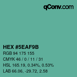 Color code: HEX #5EAF9B | qconv.com