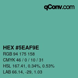 Color code: HEX #5EAF9E | qconv.com