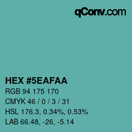 Color code: HEX #5EAFAA | qconv.com