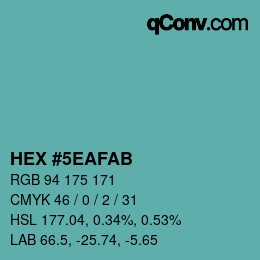 Farbcode: HEX #5EAFAB | qconv.com