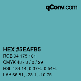 Code couleur: HEX #5EAFB5 | qconv.com