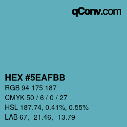 カラーコード: HEX #5EAFBB | qconv.com