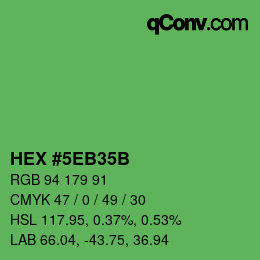 Color code: HEX #5EB35B | qconv.com
