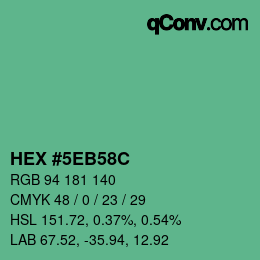 Color code: HEX #5EB58C | qconv.com